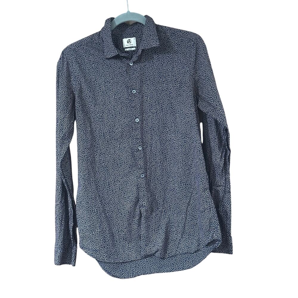 Paul Smith PS Slim Fit Navy Printed Button Front Shirt Men’s Medium Cotton
